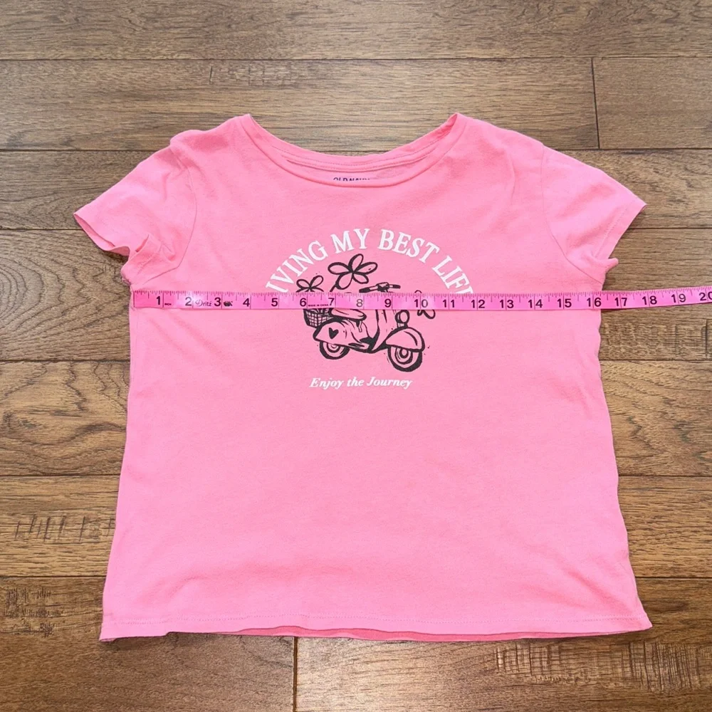 Old Navy Girls Short Sleeve Graphic Shirt Living My Best Life - Size L|G (10-12)